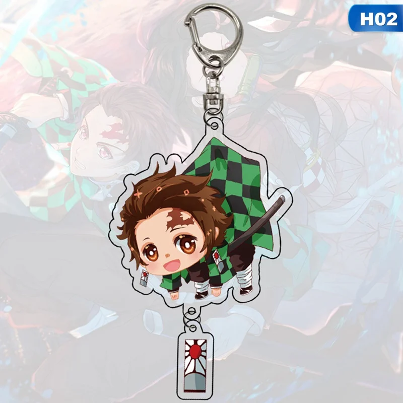 Аниме Demon Slayer брелок Kamado Tanjirou Косплей двухсторонний прозрачный акриловый милый брелок для ключей забавные ювелирные изделия для фанатов подарок