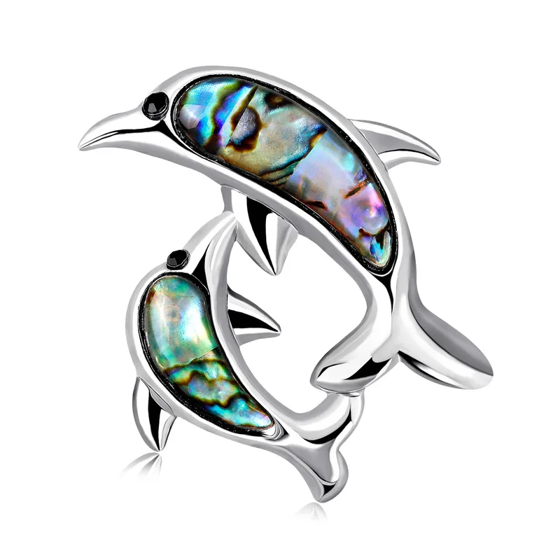 

2019 New Korea Style Jewelry Accessories Natural Abalone Shell Personality Dolphin Animal Brooch Pin for Fashion Girl Women