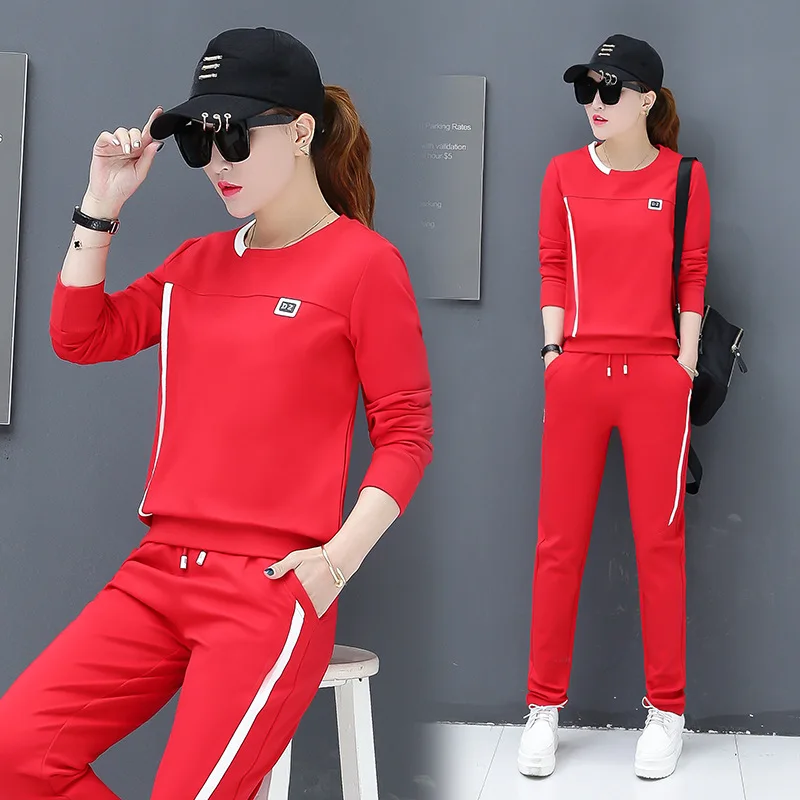 

Sports Clothing WOMEN'S Suit Fashion Students Casual Crew Neck Pullover Hoody Two-Piece Set