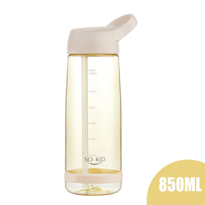 850ML Yellow 550 мл/850 мл/1000 мл чайник бутылка для воды Питьевая прозрачная пластиковая соломенная чашка с крышкой Экологичная для дома кухня гидро колба - Цвет: 850ML Yellow