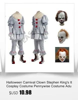 Карнавальный костюм на Хэллоуин, клоун Стивен Кинг это, карнавальный костюм пеннивайз, костюм для взрослых мужчин и женщин, нарядный костюм на Хэллоуин, маска клоуна