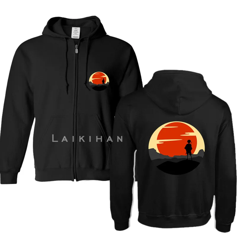 

Толстовка унисекс с японским аниме Самураем, худи с принтом самурая, закат, уличная одежда, повседневные свитшоты в стиле Харадзюку