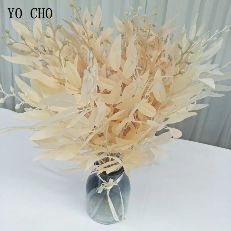 YO CHO DIY Украшение букетов искусственная ива лист зеленая трава Прямая белый цветок растение домашний декор в виде вазы поддельные цветы