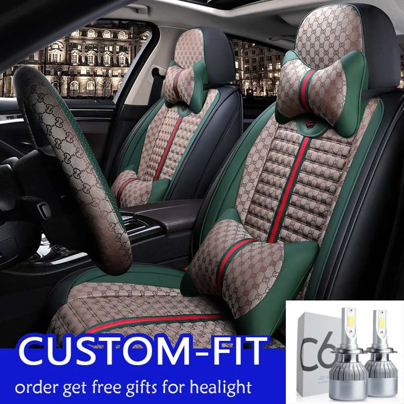 Для Toyota Hilux Revo Vigo pu Кожаные чехлы автомобильные аксессуары для заказа фар - Название цвета: Оранжевый