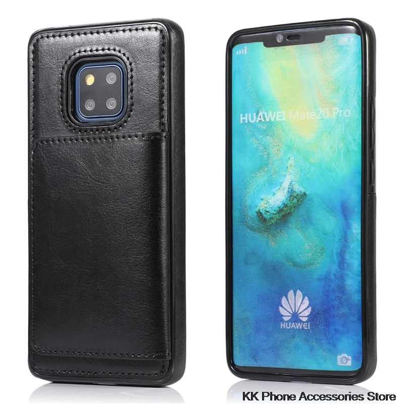Black Ретро Чехол-кошелек с кармашком для телефона huawei P30 Pro mate 20 Pro медная Пряжка кожаная задняя крышка для huawei P30 mate 20 Lite - Цвет: Black