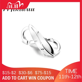 

Mikiwuu 925 Sterling Silver Leaf infinite symbol Beaded accessories fit Fashion personality bracelet charm decoration DIY
