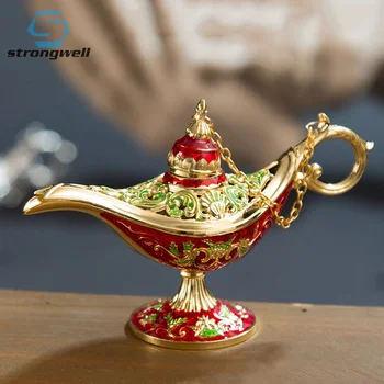 

Strongwell Hollow Out Fairy Tale Aladin Magic Lamp Tea Pot Genie Lamp Vintage Retro Toy For Home Decor Ornaments Gifts