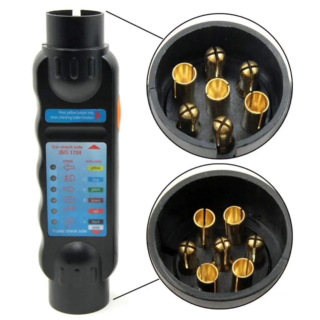 12V 7Pin+13Pin Car Trailer Towing Light Cable Circuit Plug Socket Tester Set