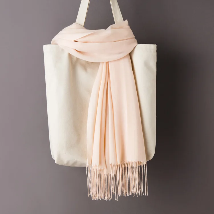 Beige yellow Scarf Женские однотонные кашемировые шарфы с кисточками, осень, новые мягкие теплые шарфы для девушек и женщин, тонкий длинный шарф, Женская шаль, мужской шарф - Цвет: Beige yellow Scarf