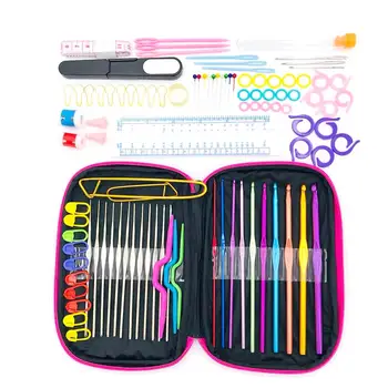 

100pcs/set Crochet Hook Knitting Needles Set Crochet Color Aluminum Crochet Set Metal Crochet Sewing Tools Kit