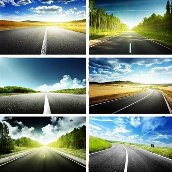 

Nitree Sunset Glow Sunlight Grassland Road Highway Landscape Photophone Backdrop Photo Studio Props Photography Background Vinyl