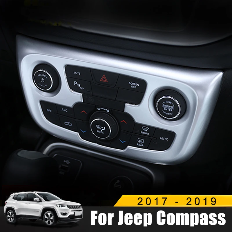 

For Jeep Compass 2017 2018 2019 ABS Chrome Interior Accessories Car Styling Air Conditioning Adjustment Switch Cover Trim