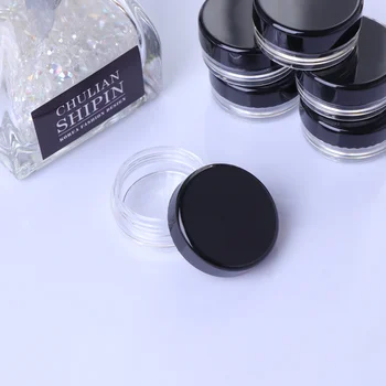 

50pcs Mini Portable Round Empty Bottles Travel Container for Facial Cream Makeup Cream Lotion (Black, 3g)