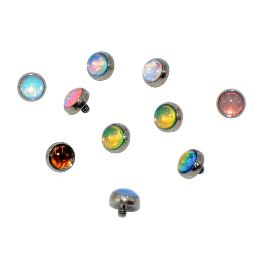 CHUANCI 1Pc Titanium With Flash Film Bling Top Dermal Anchor Skin Diver Implants Internal Thread Body Piercing Jewelry
