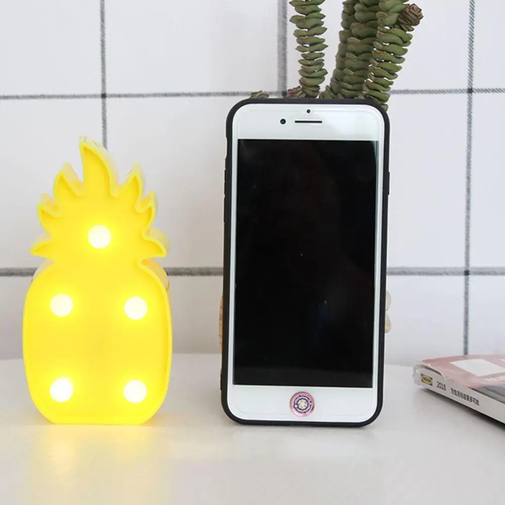 pineapple Мультяшная настольная лампа 3D Фламинго/ананас/Кактус/рыбий хвост/моделирующий ночной Светильник Светодиодный настольный светильник украшение дома офисные подарки - Испускаемый цвет: pineapple