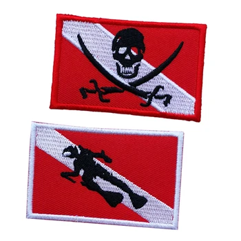 

2Pcs Durable Dive Flag Patch Embroidered Iron On Scuba Diver Souvenir Gift