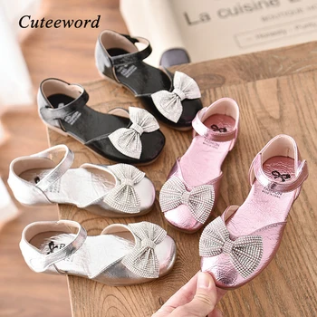 

2020 New Rhinestone Bow Girl Princess Shoes Soft Bottom Children Sandals Summer Kids Shoes Leather Girls Sandals Casual Shoes