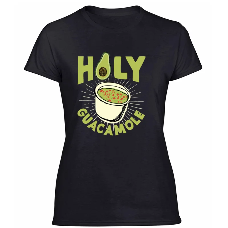 Дышащая Футболка с принтом holy guacamole happy avocado tex mex mejico, Мужская футболка унисекс, футболка с короткими рукавами - Цвет: Women-Black
