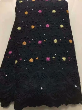 

African Lace Fabric High Quality Nigerian French Tulle Swiss voile Embroidery cotton Lace Fabrics Blue 5 Yards For Wedding