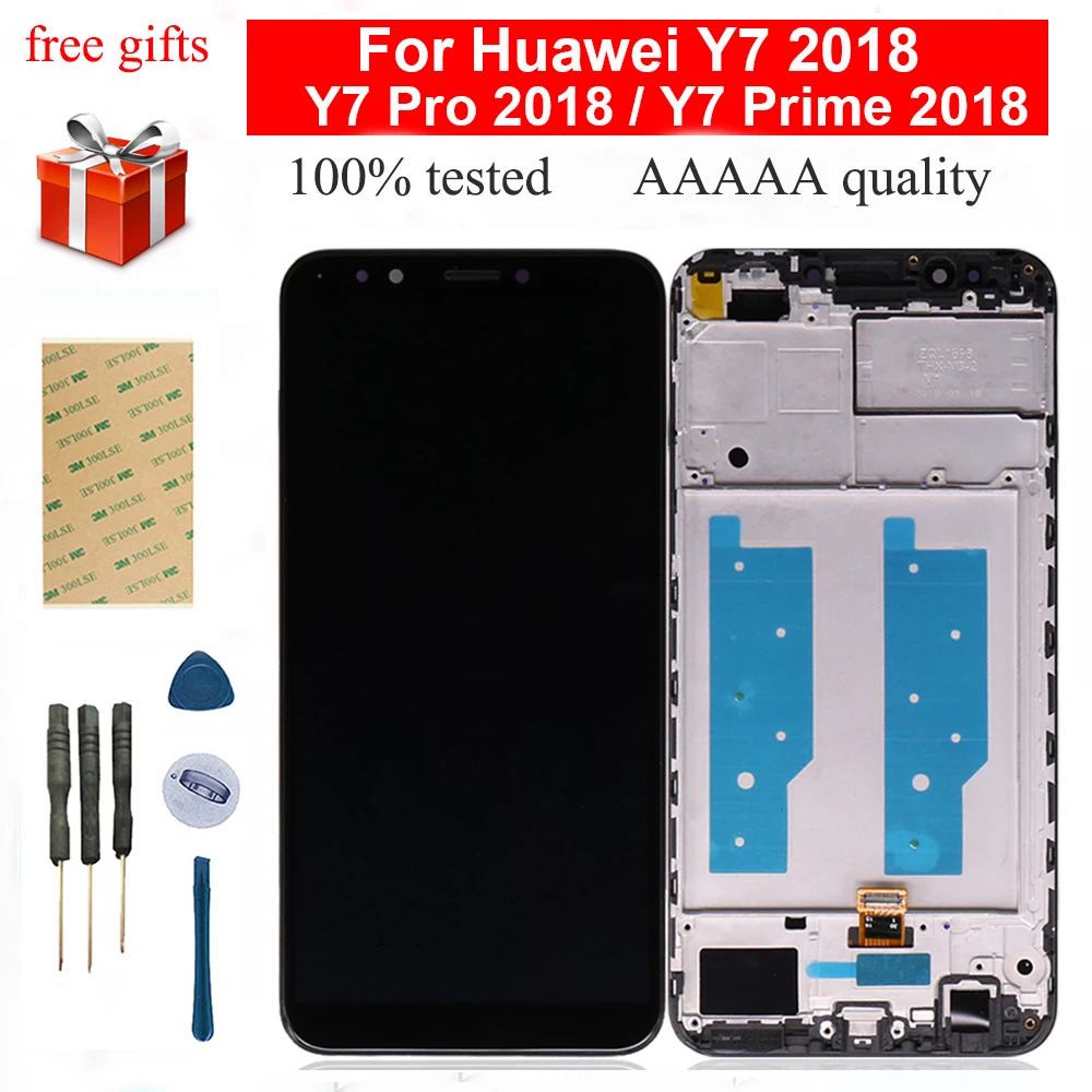 

6.0'' For Huawei Y7 2018 / Y7 Pro 2018 / Y7 Prime 2018 LCD Touch Screen LCD Display Digitizer Assembly Replacement With Frame