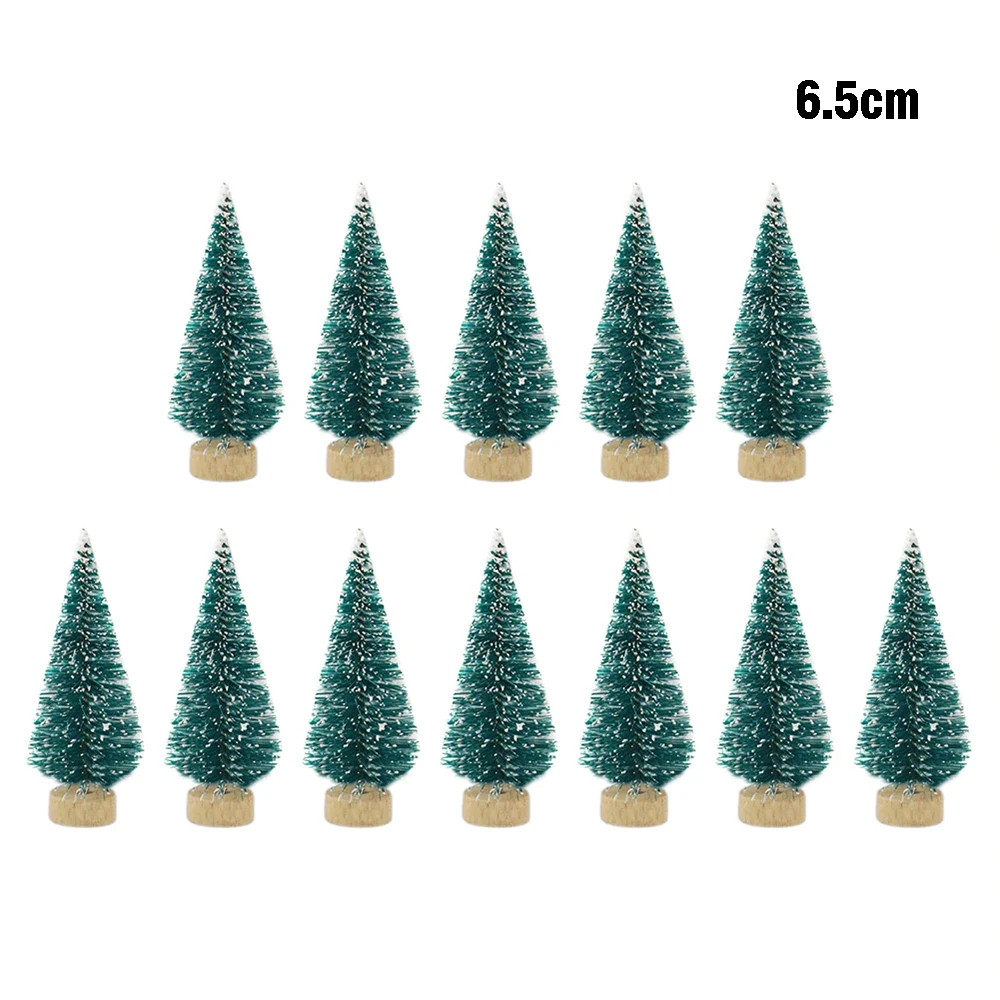6.5cm Новое поступление, 12 шт., Мини Рождественская елка из сизаля, шелк, кедр, маленькое украшение, Рождественская сосна, 3,5 см/4,5 см/6,5 см/7 см - Цвет: 6.5cm