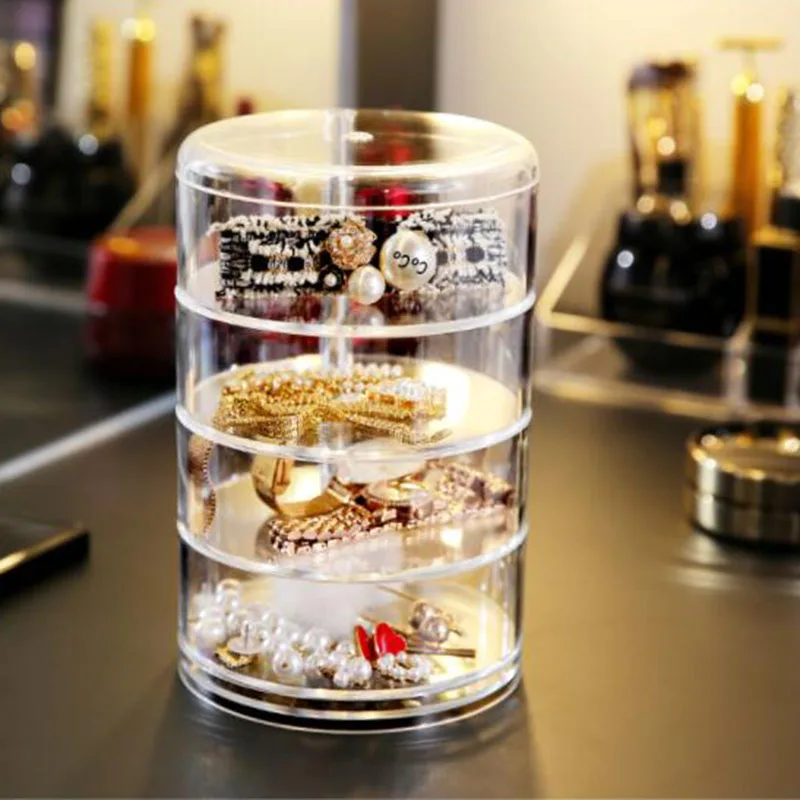 360 градусов вращающийся ящик для хранения ювелирных изделий Прозрачный