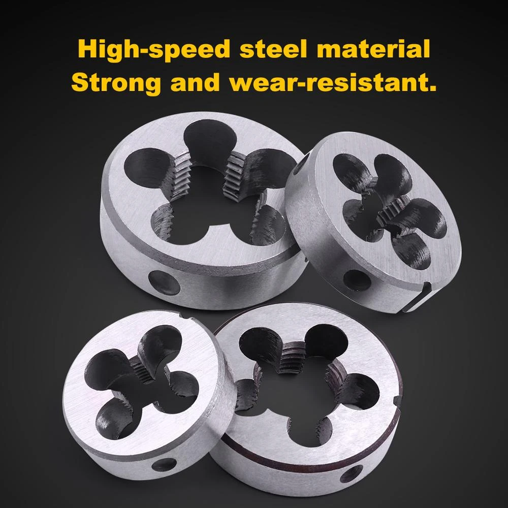 Drillco 3100E Series High-Speed Steel Adjustable Round Split Pipe Threading Die Finish Bright M5 x 0.80 13/16 Diameter Uncoated Drillco 3100E Series High-Speed Steel Adjustable Round Split Pipe Threading Die Finish Bright M5 x 0.80 13/16 Diameter Uncoated