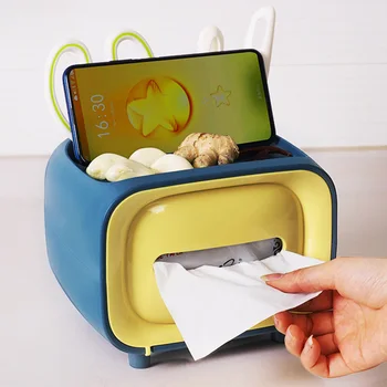 

Tissue Box Space Saving Office Desk Mobile Phone Remote Control Tissue Box Home Compartment