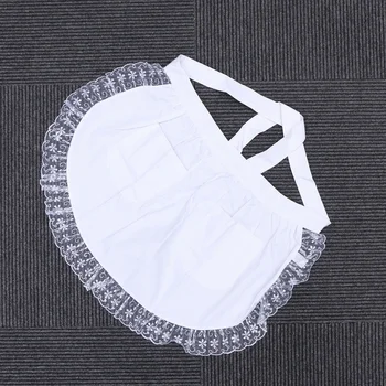 

Cotton Waist Apron Lace Short Apron with Pockets for Maid Waitress Servant (White)
