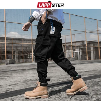 

LAPPSTER Men Streetwear Cargo Pants 2020 Overalls Autumn Mens Hip Hop Joggers Pants Male Black Designer Sweatpants Track Pants
