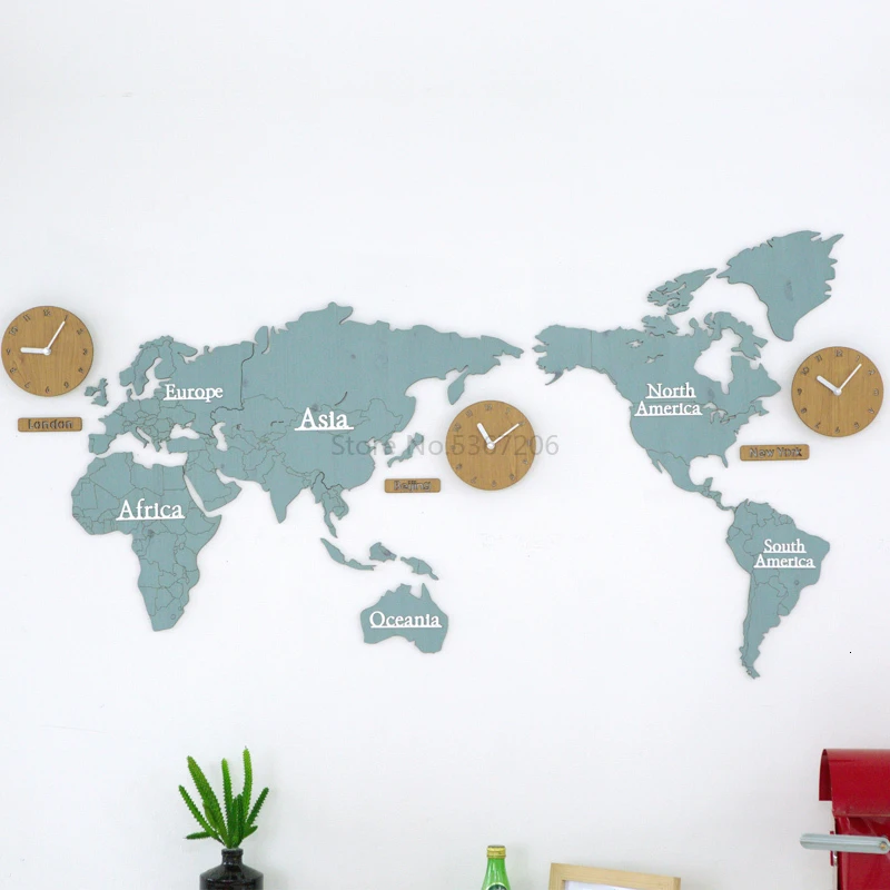 Часы-карта мира, креативные часы для гостиной, современное домашнее украшение, персональные модные часы - Цвет: Белый