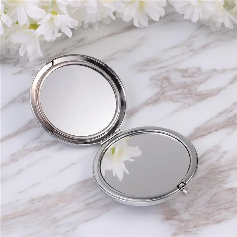 2Pcs Fashion Metal Crystal Cosmetic Mirror Folding Mirror Stylish Double Sides Mirror