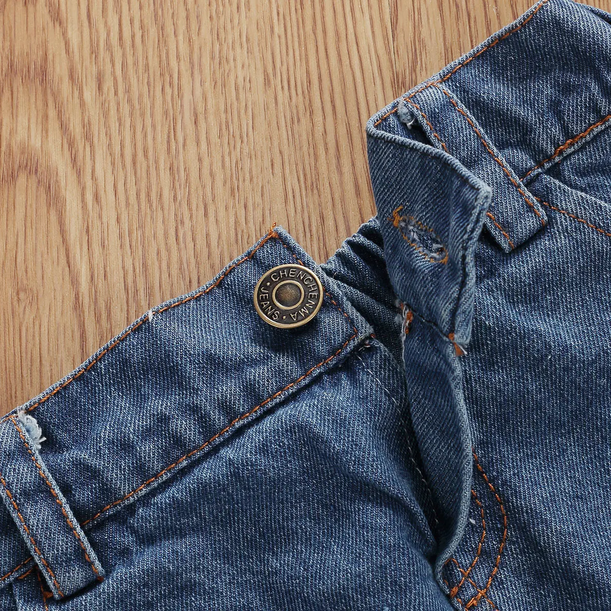 Baby Girls Outfit T Shirts +Denim Skirts 2pcs JKP4448