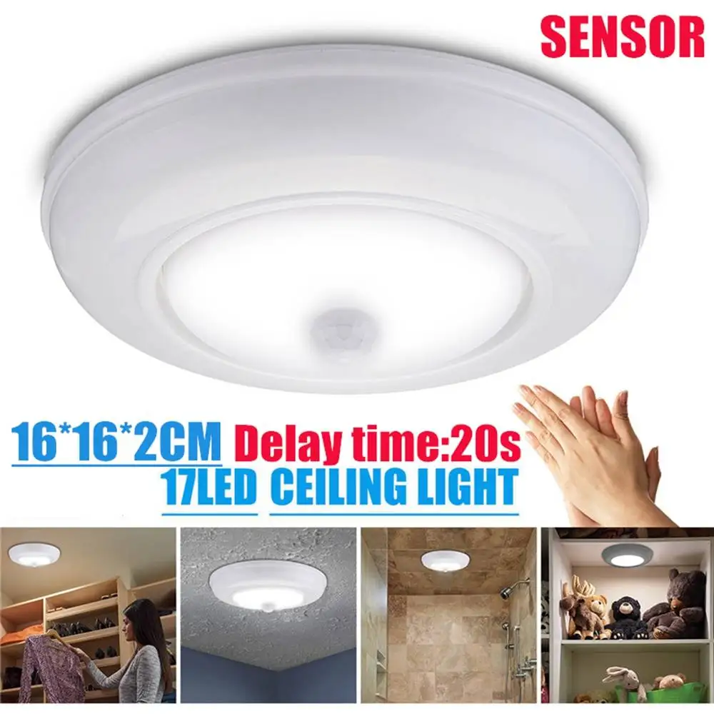  Batteries Powered 17 LED PIR Sensor Infrared Ceiling Light Home Lamp Human Body Motion Induction +  - 4000060506731