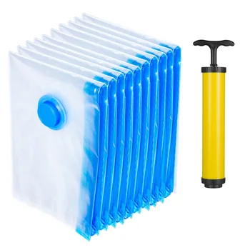 

Hand Pump Home And Kitchen Vacuum Bag Vacuum Storage Bags 10pc Color Bag Packaging Transparent Vacuum Clothes Storage Bag