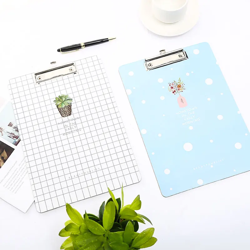 A4 Cute Paper Clipboard Wood Document Folder Pad for Office Supplies Kawaii Writting Exam Clip Board Stationery for School