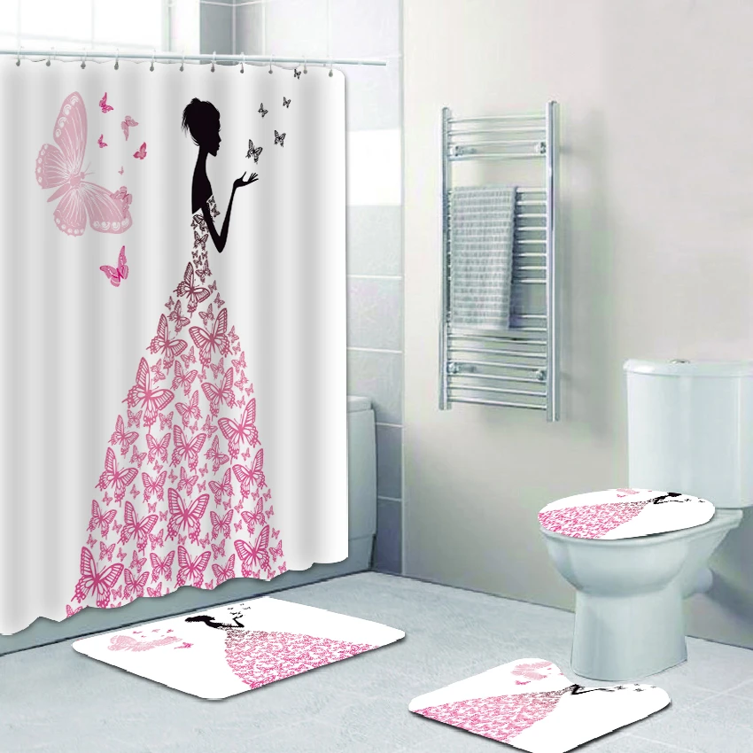 3d lavable cortina de ducha alfombra