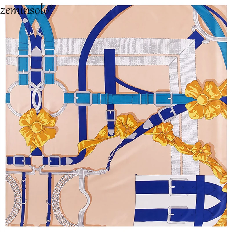 

2020 Luxury Brand Shawls 100% Twill Silk Scarf Chain Printed Hijab 130*130cm Square Scarves Kerchief Women Headband Scarf Wraps