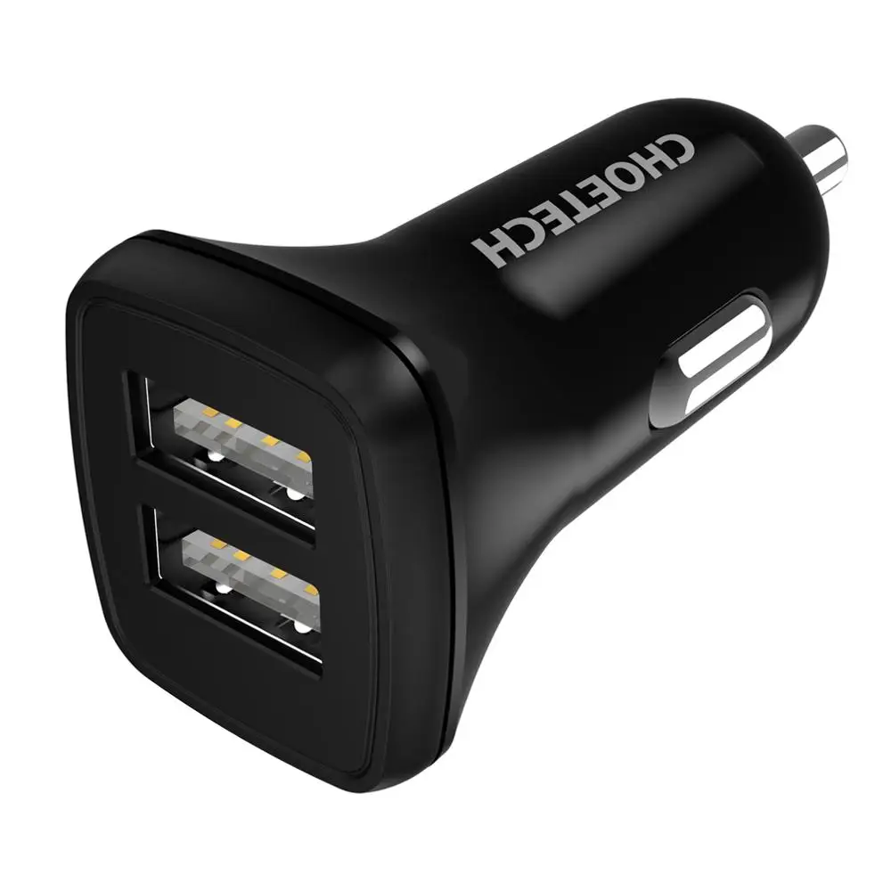CHOETECH 5V 2.4A двойной зарядное устройство USB Универсальное автомобильное зарядное устройство для телефона для Xiaomi Mi 9 huawei iPhone samsung Tablet автомобильное зарядное устройство - Цвет: Черный