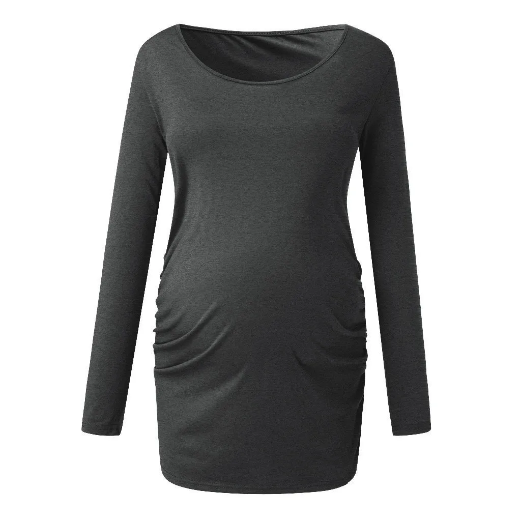 Women Motherho Maternity Tops Flattering Side Ruching Pregnancy Blouse blusas mujer embarazada winter ropa mujer embarazada