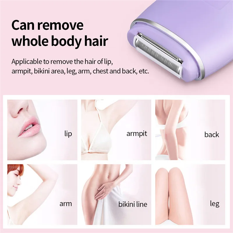 USB Rechargeable Lady Shaver Electric Painless Women Razor Bikini Trimmer Face Body Armpit Hair Removal Wet Dry Use Depilatory