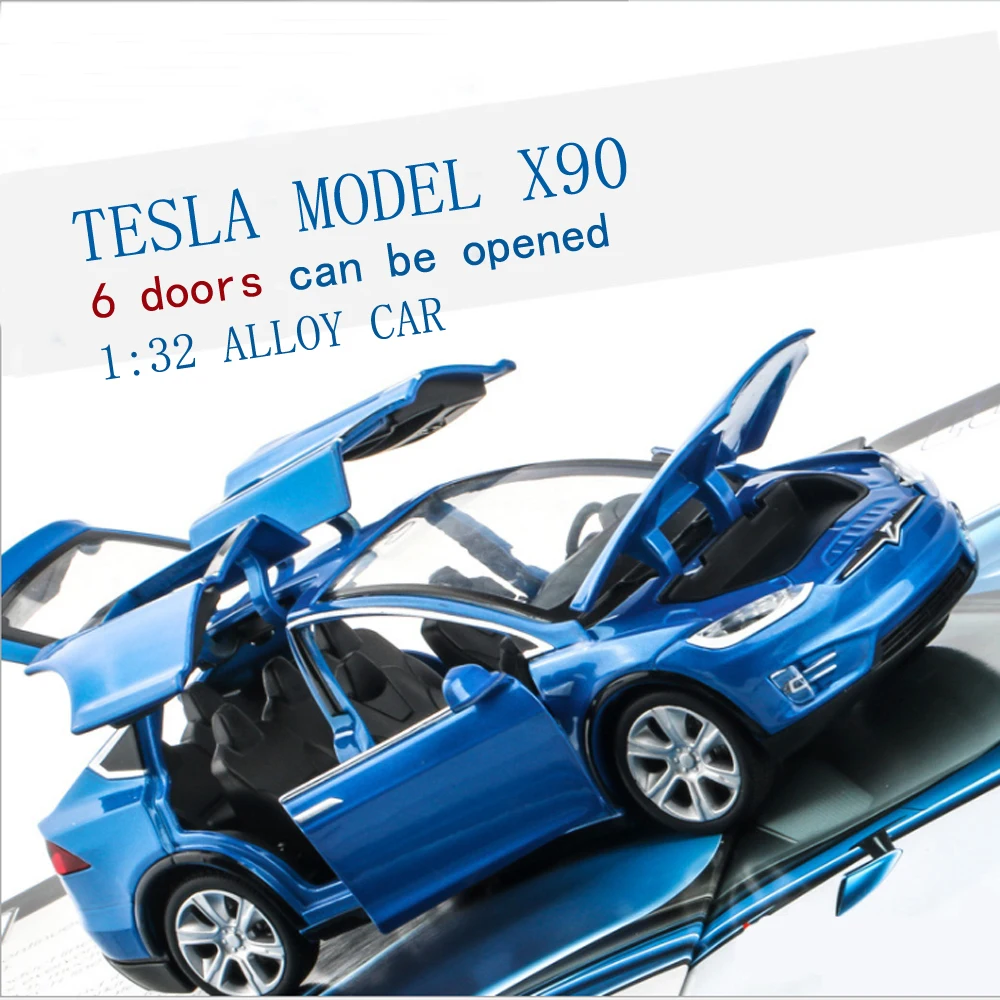 1:32 модель автомобиля игрушка Tesla модель X сплав звуковой светильник оттягивающийся 6 дверей электронные игрушки автомобиль игрушки для детей подарок для мальчика