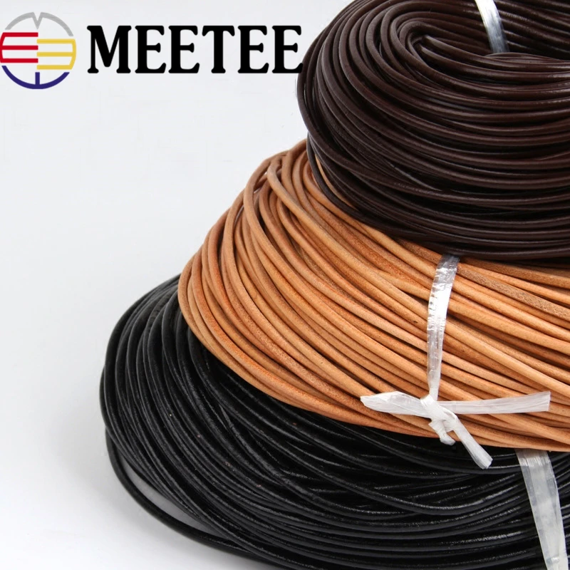 Круглый шнур из натуральной кожи Meetee 5 м 1 5/2/2 5/3/4/5 мм для изготовления браслетов