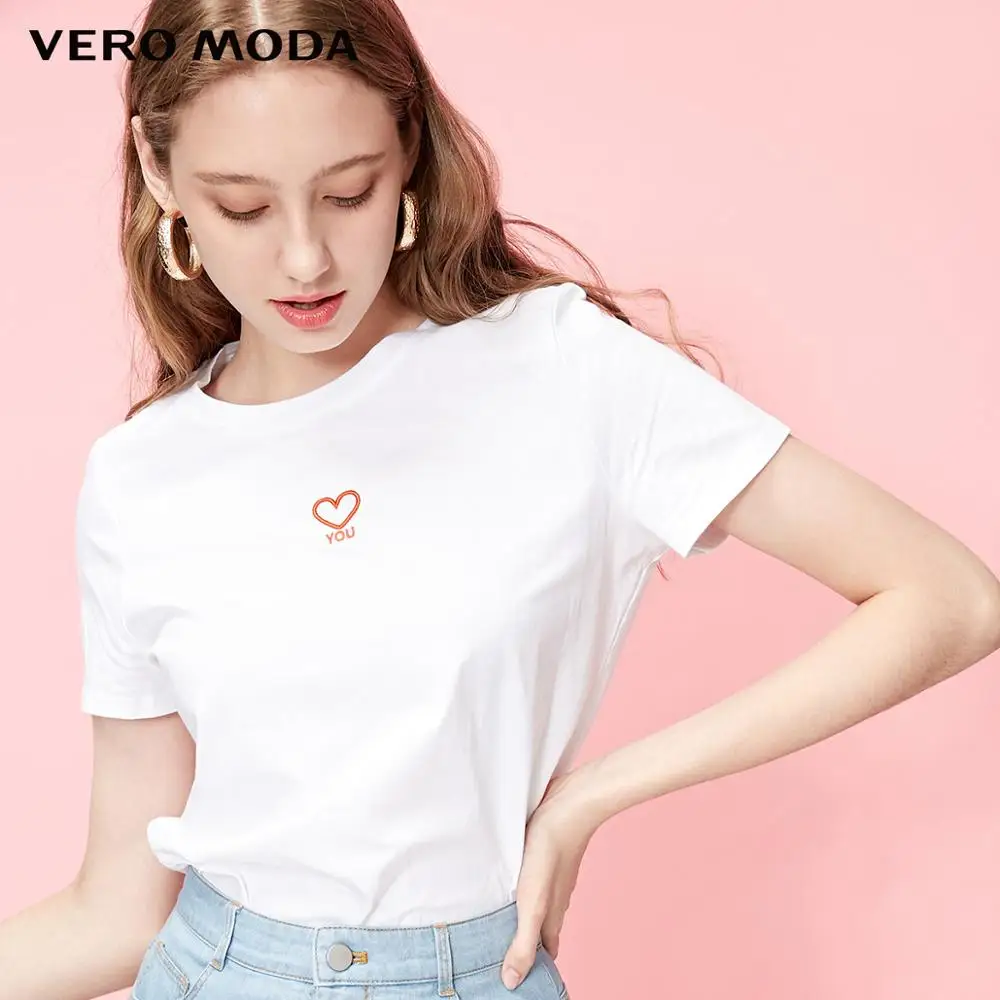 A06 Opt. white Vero Moda женская футболка с вышивкой в стиле Ins | 319201644 - Цвет: A06 Opt. white