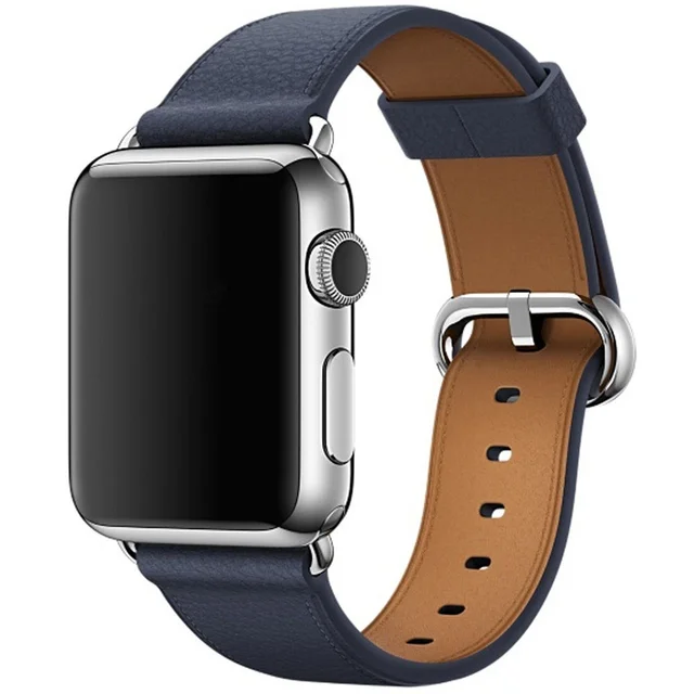 Samrt Watch Band for Apple Watch Band Series 6 SE 5 4 3 2 1 Leather Strap 44mm 38mm 42mm 40mm Midnight