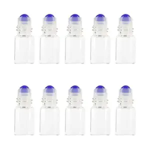 10Pcs/Pack 2ml Transparent Glass Roll on Bottle Sample Test Essential Oil Vials with Roller For Travel Cosmetic Container