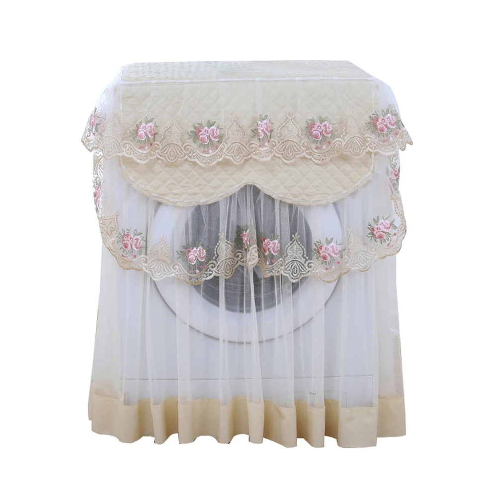 Lace Dust proof Protector Floral style Home Decor Washing Machine Cover 5 colors Washable 60*60*85cm Decoration - Цвет: Beige