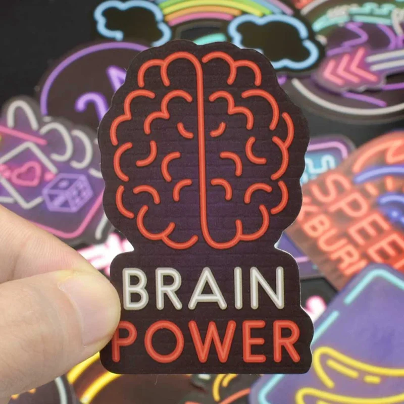 

50 PCS Brain Rocket Light Sticker Anime Graffiti Musical Note Decals Stickers Irregular Creative Laptop Suitcase Guitar Fridge