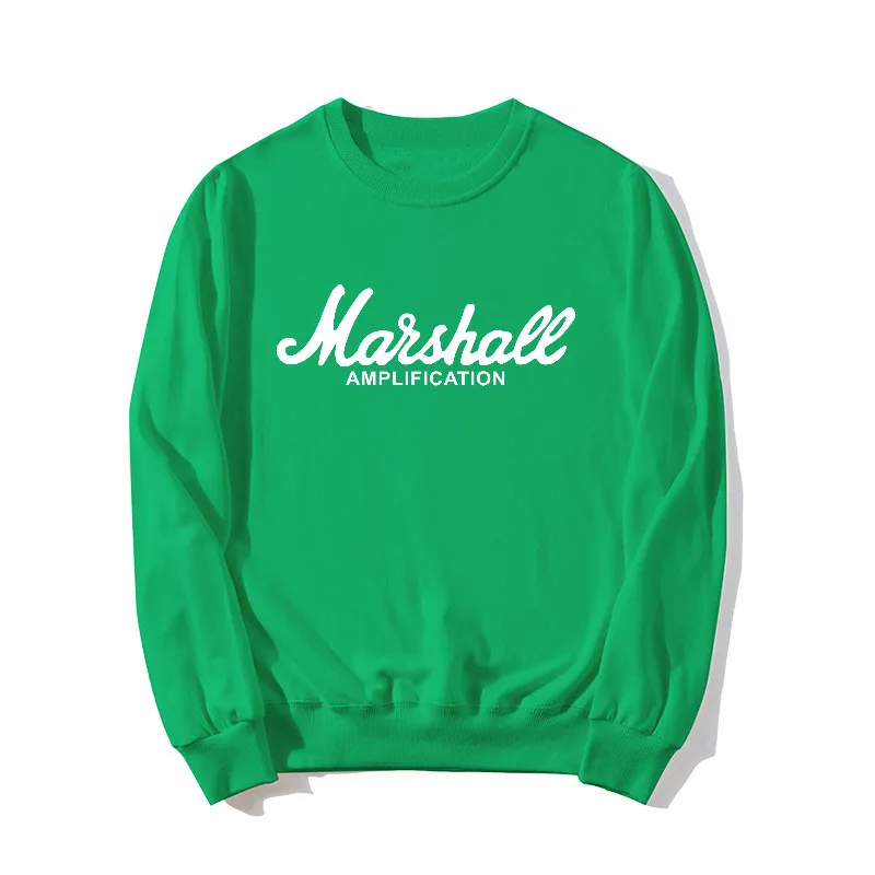 Женские толстовки с капюшоном, новая осенняя Толстовка с принтом MARSHALL Amplication, пуловер с круглым вырезом, женский спортивный костюм размера плюс S-3XL, одежда - Цвет: Green-B