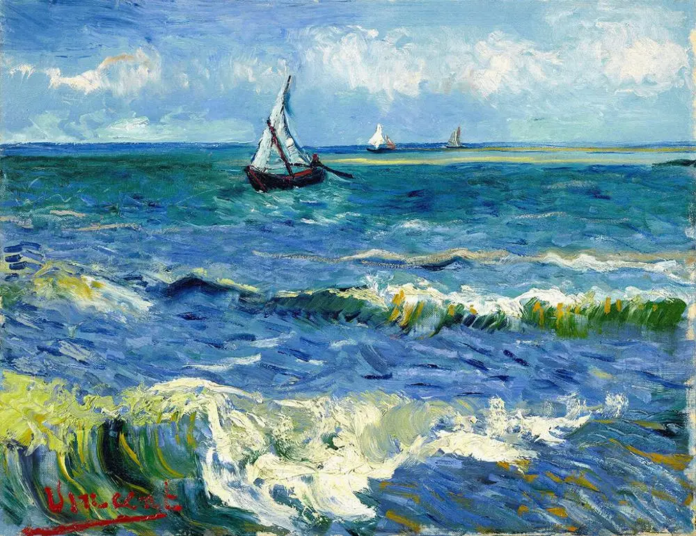 Vincent Van Gogh морской плащ в Saintes-Maries репродукция живописи шелковые художественные